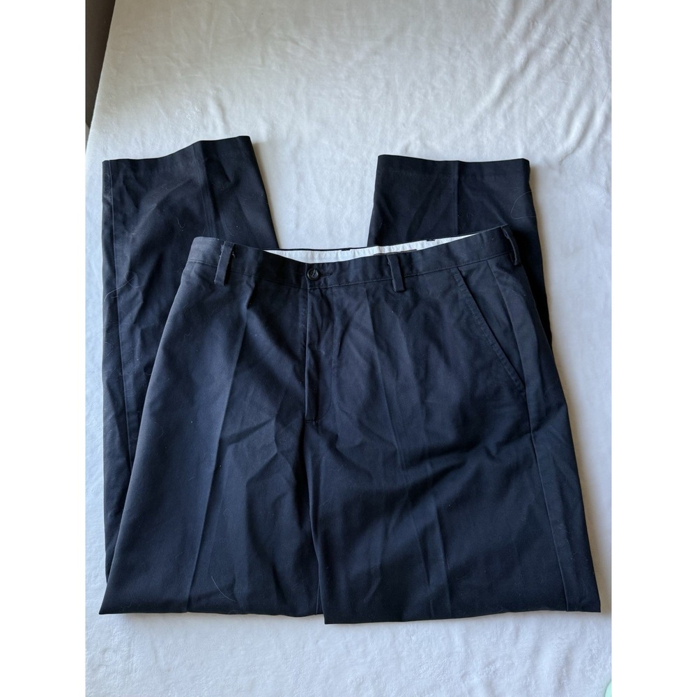 Dockers D3 Black Flat Front Pants Mens 36x32 Straight Chino Casual Dress